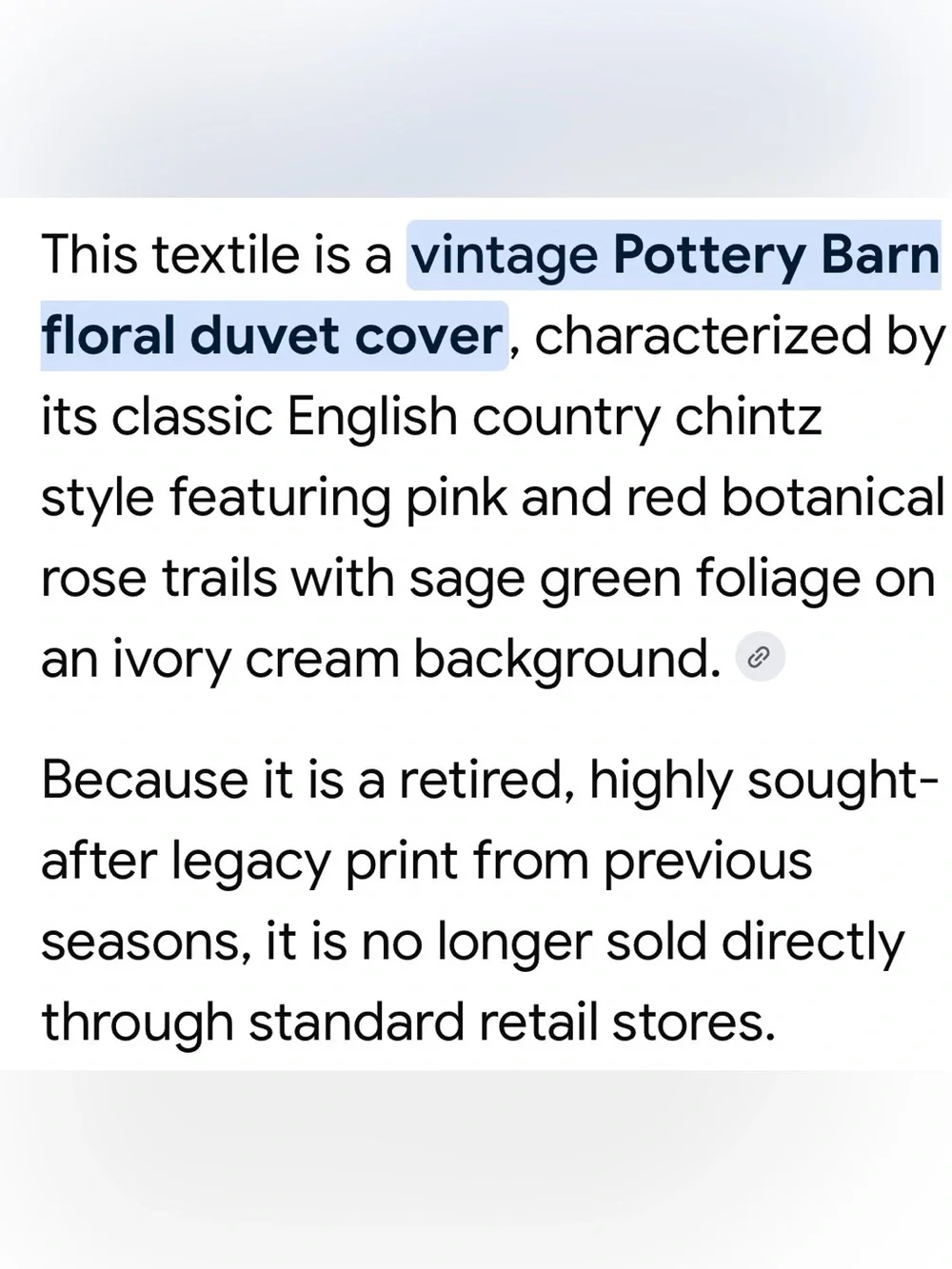 Vintage Pottery Barn King Beige and Pink Floral Duvet Set